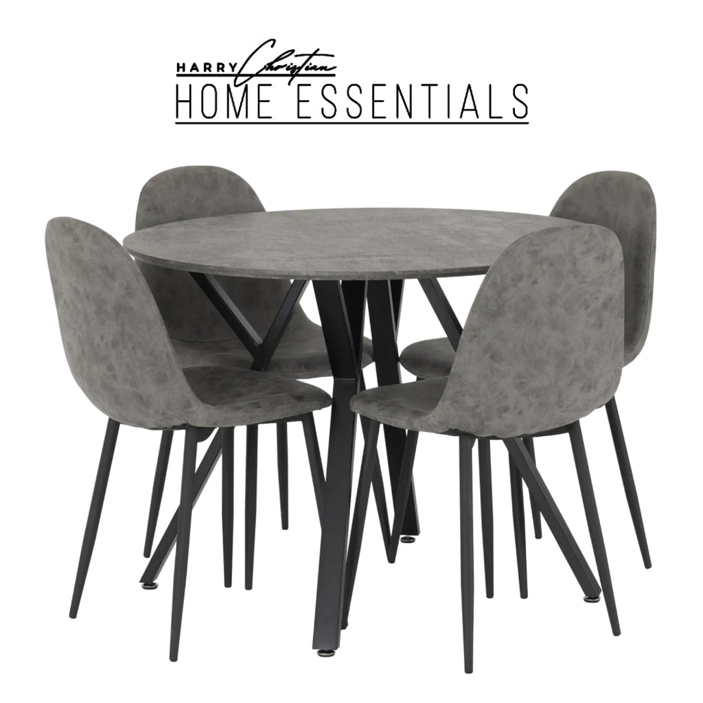 Grey Modern Dining Table with 4 Chairs Dining Set