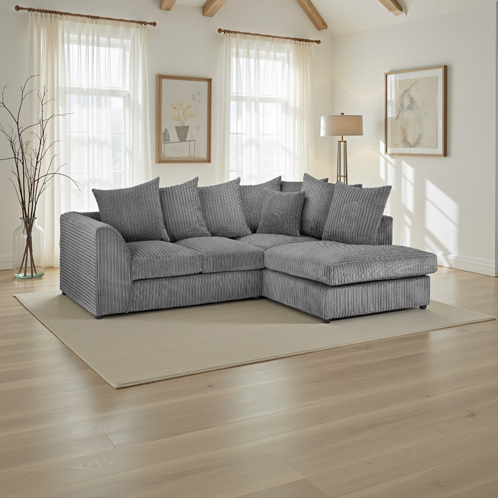 Harley Jumbo Sofa Grey Right Hand Facing Corner