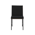 Harry Christian Home Black Dining Chair with Wood Stained Feature Back and Base On a Black Metal Framework