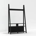 Harry Christian Home Black Ladder Media Unit Black ladder shelf on a white background