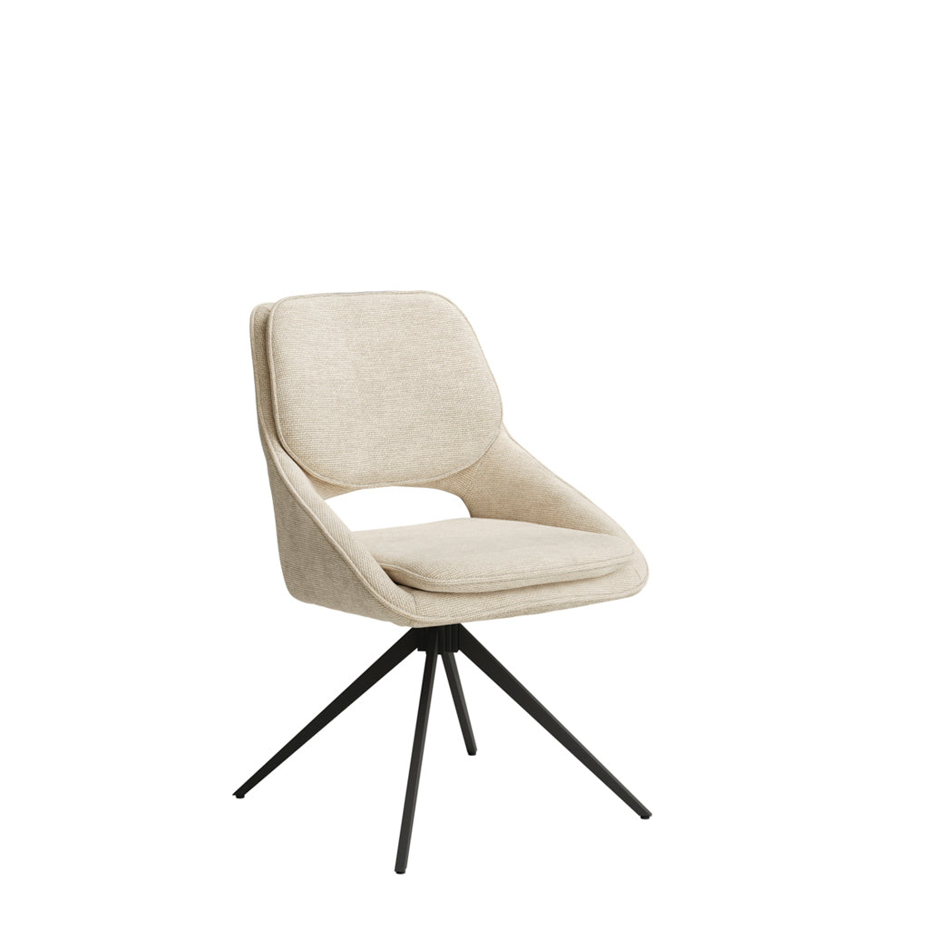 Harry Christian Home Black Legged Dining Chair With Off White Upholstery