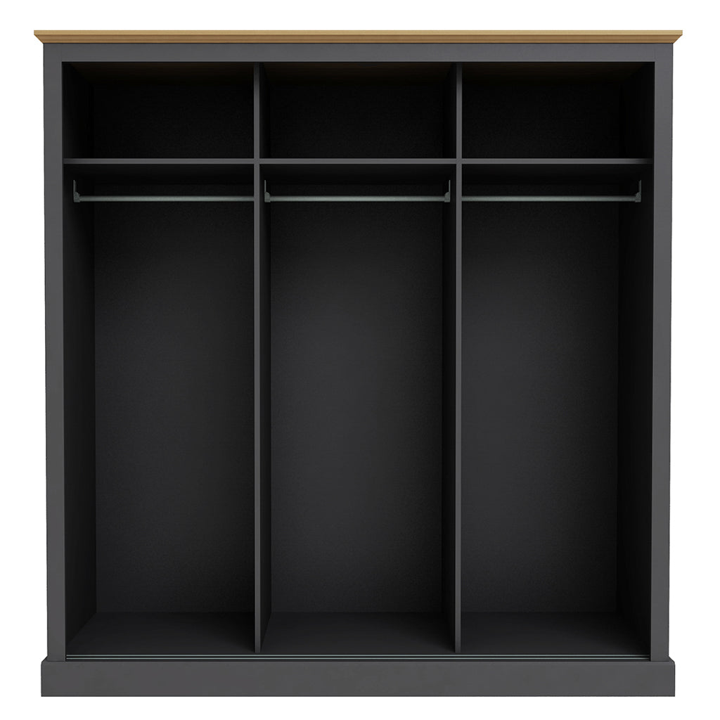 Harry Christian Home Cornwall Triple Sliding Wardrobe In Charcoal