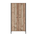 Harry Christian Home Distressed Oak Industrial Style Double Wardrobe