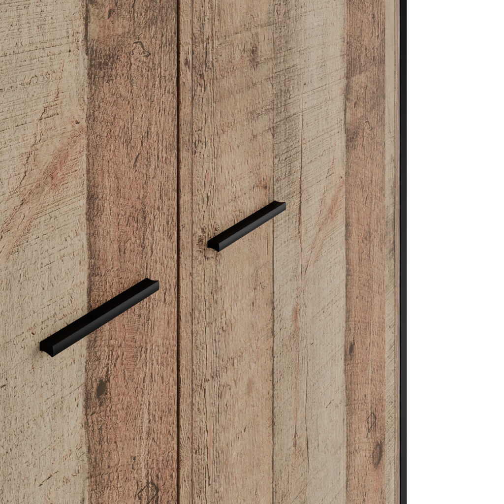 Harry Christian Home Distressed Oak Industrial Style Double Wardrobe