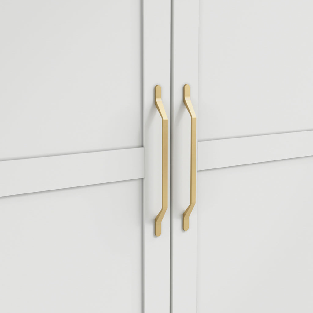 Harry Christian Home Elegance White & Golden Handled Double Wardrobe