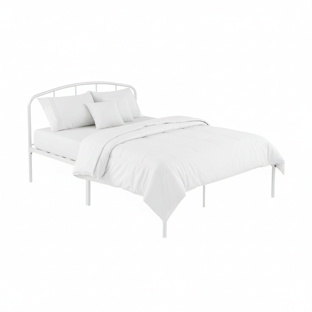 Harry Christian Home Essential Double White Metal Budget Bed Frame