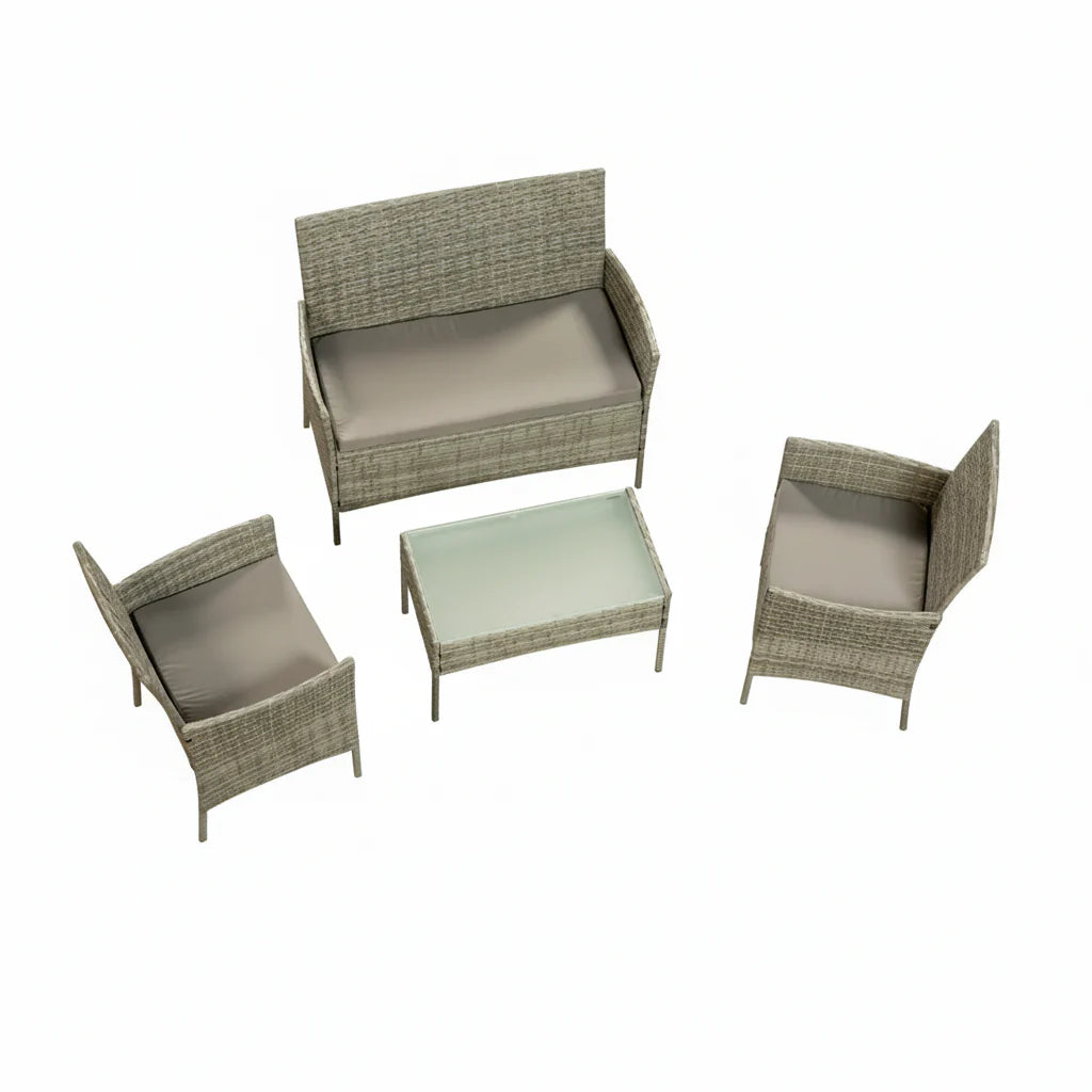 Harry Christian Home Grey Rattan Garden Set Above View
