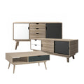 Grey Oak and White Living Room Furniture Set