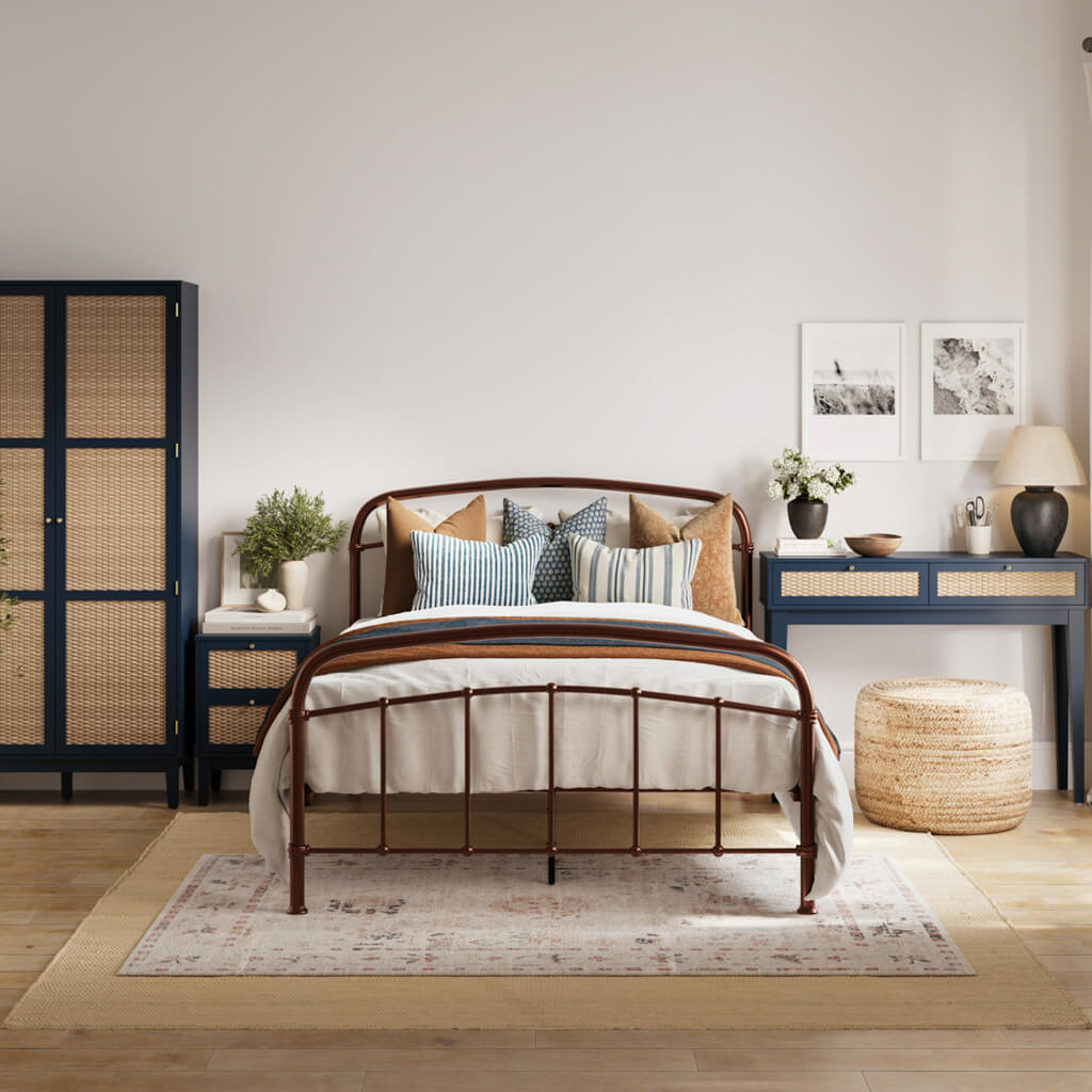 Harry Christian Home Industrial Kingsize Bed Frame In Copper