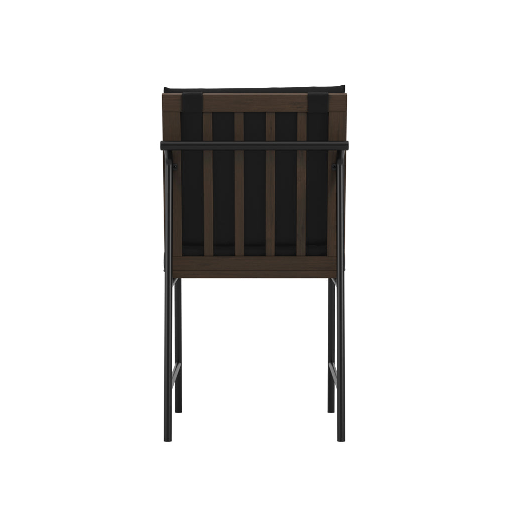 Harry Christian Home Jet Black Dining Chair With Stained Wooden Back Frame Back View