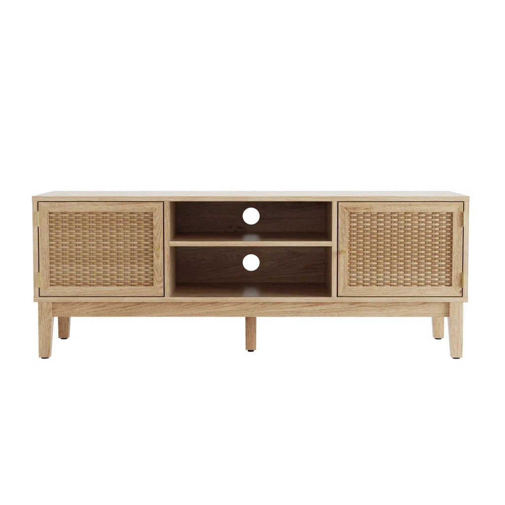 Oak & Rattan Living Room Furniture Set