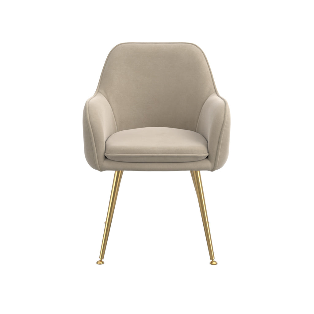 Harry Christian Home Pair Of Cosy Dining Chairs In Light Fawn With Golden Legs