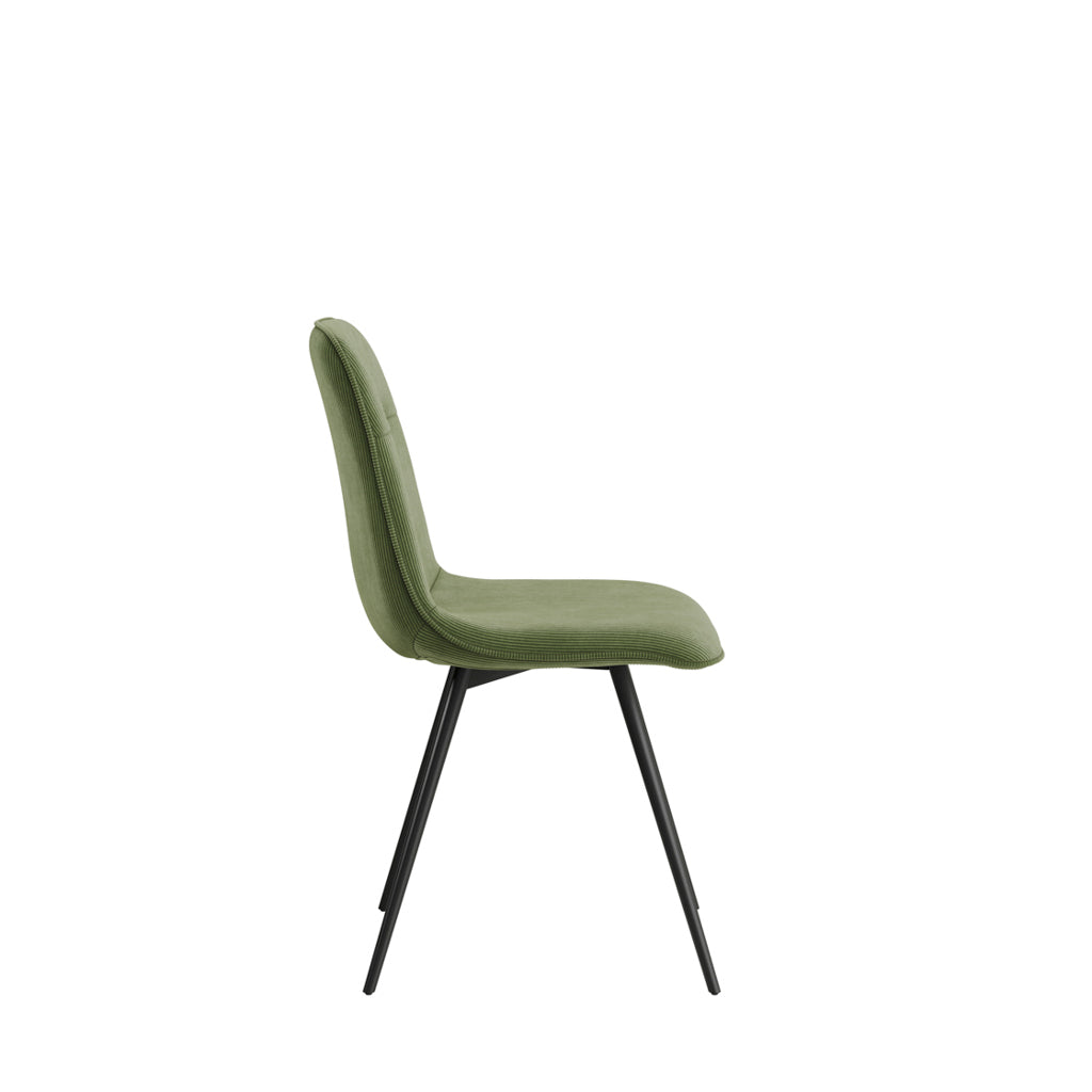 Harry Christian Home Pair Of Moss and Black Dining Chairs Full Side View