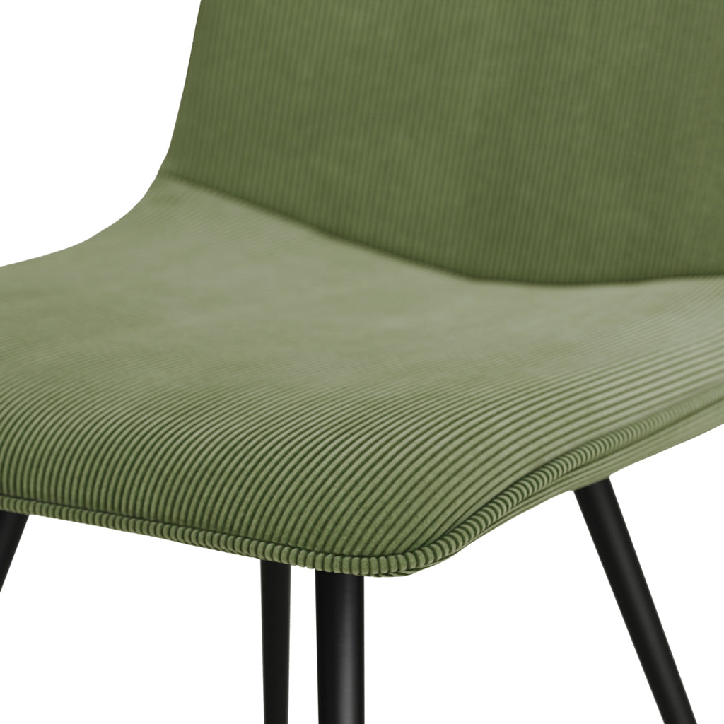 Harry Christian Home Pair Of Moss and Black Dining Chairs Seat Close Up