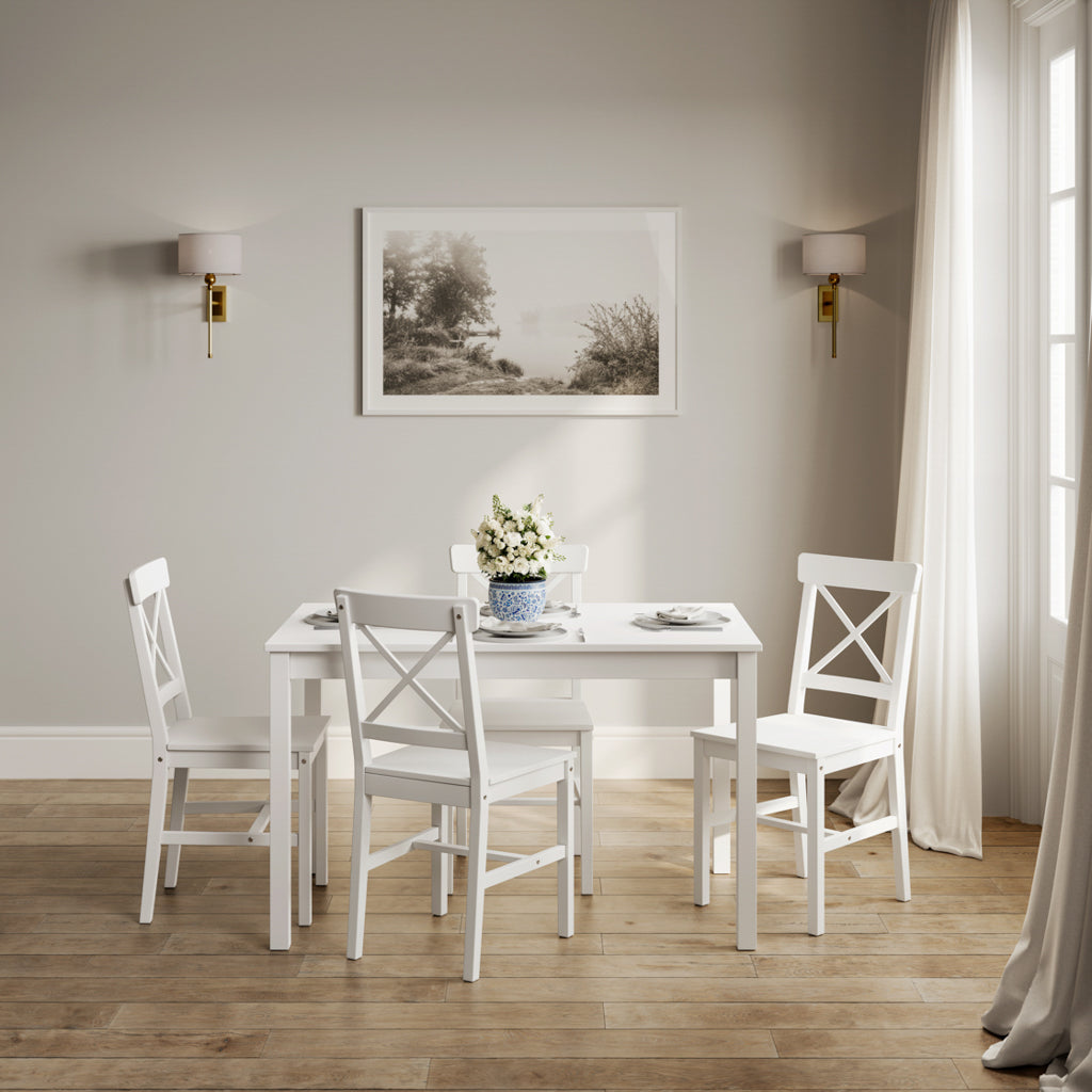 Harry Christian Home White 4 Seater Dining Set