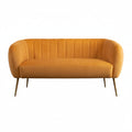 Mustard Yellow Velvet 2 Seater Sofa with Gold Legs