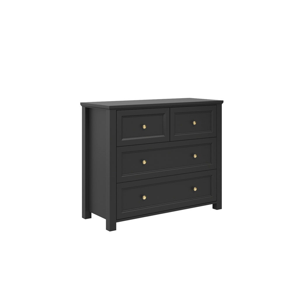 Chest Of Drawers In Black With Gold Handles