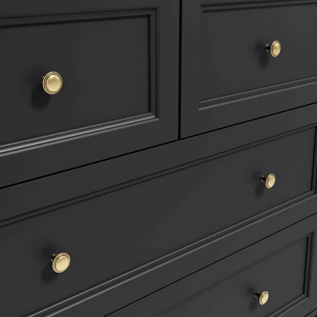 Chest Of Drawers In Black With Gold Handles