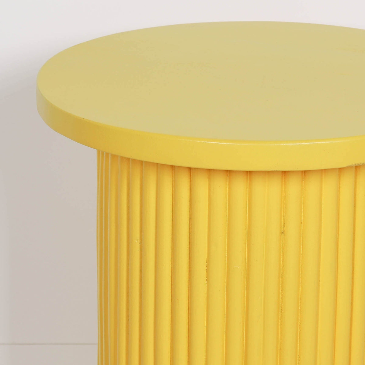 Ribbed Yellow Round Side Occasional Table