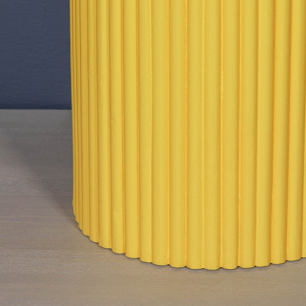 Ribbed Yellow Round Side Occasional Table