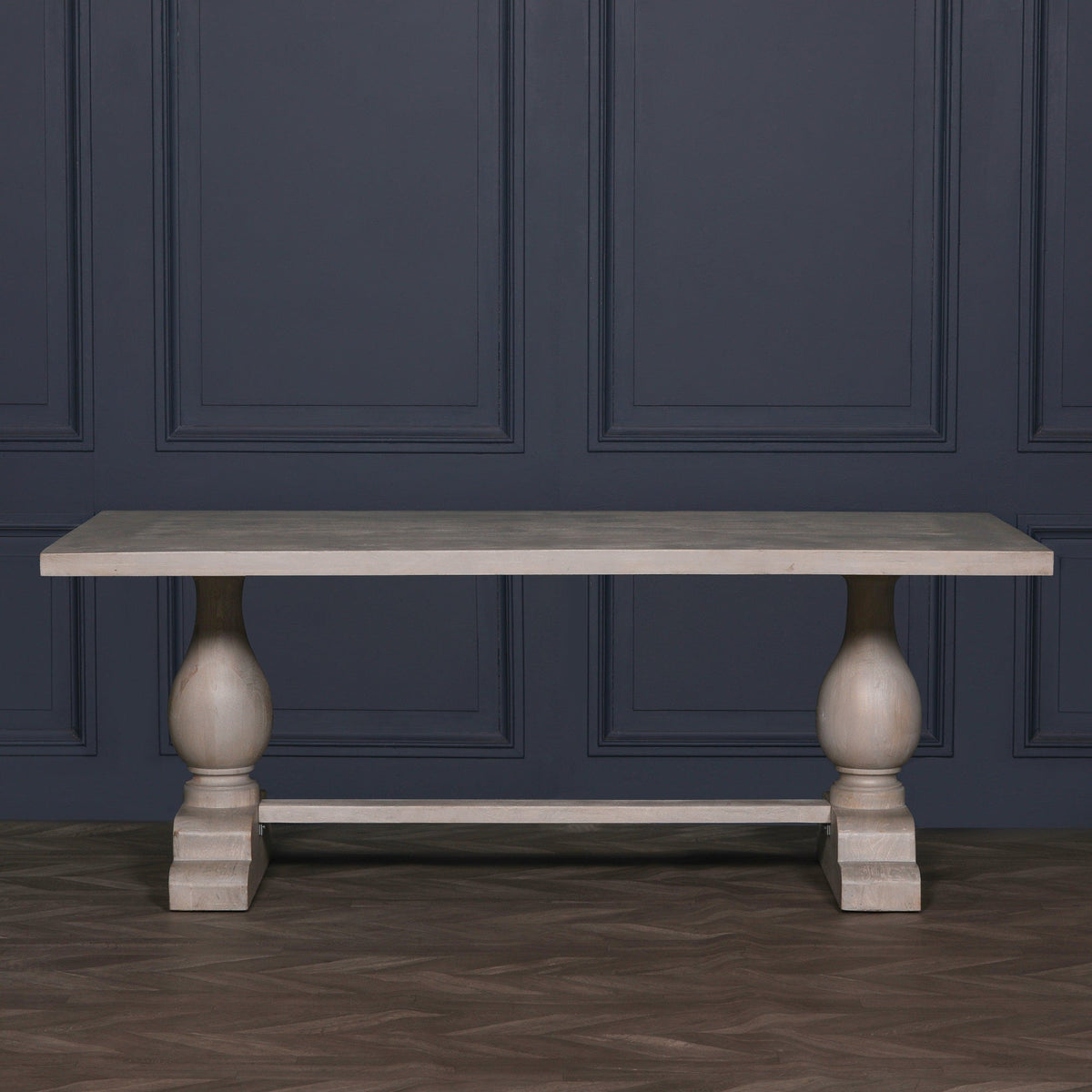 Blanche Wood Rustic Washed Rectangular Dining Table 210cm With 6 Louis Chairs