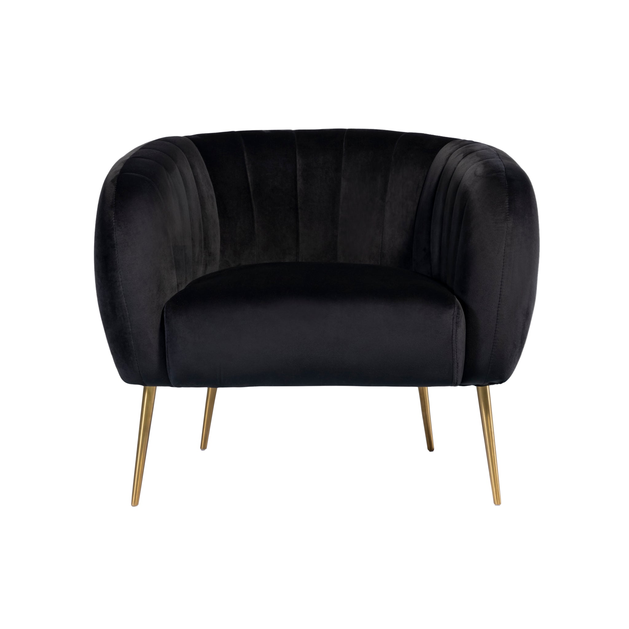 Black Velvet Armchair with Gold Legs