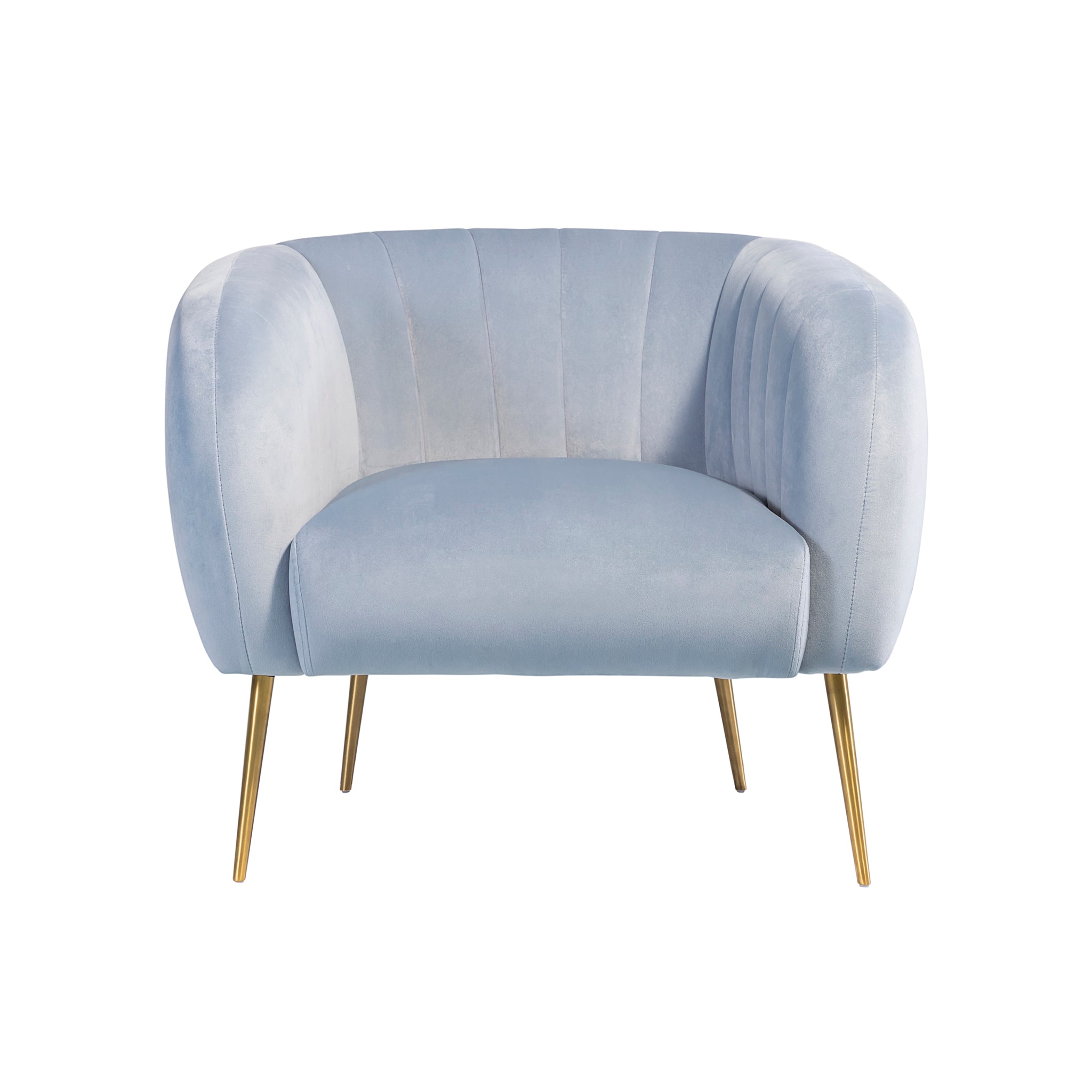 Baby Blue Velvet Armchair with Gold Legs