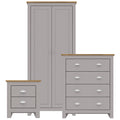 Grey And Oak Three Piece Bedroom Furniture Set