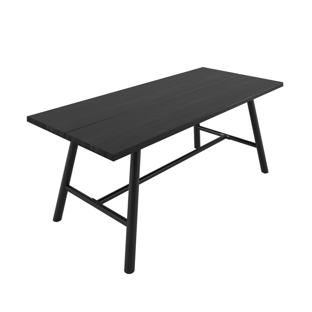 Louie Black Dining Table with 6 Ashton Blonde Dining Chairs