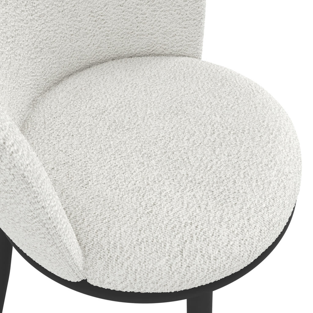 Rina Black Dining Table with 6 Nova Ivory Chairs