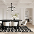 Rina Black Dining Table with 6 Nova Ivory Chairs