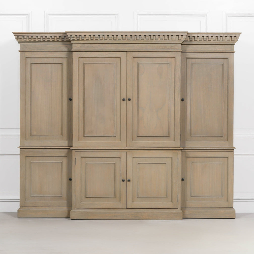 Large Wooden Triple Breakfront TV Cabinet