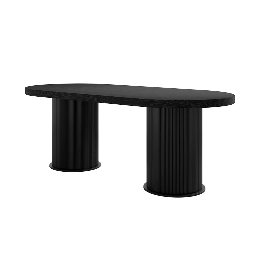 Rina Black Dining Table with 4 Nova Ivory Chairs