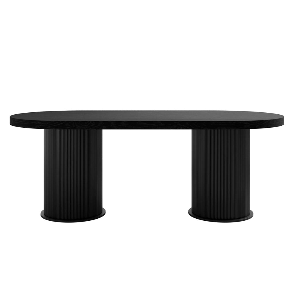 Rina Black Dining Table with 6 Nova Black Chairs
