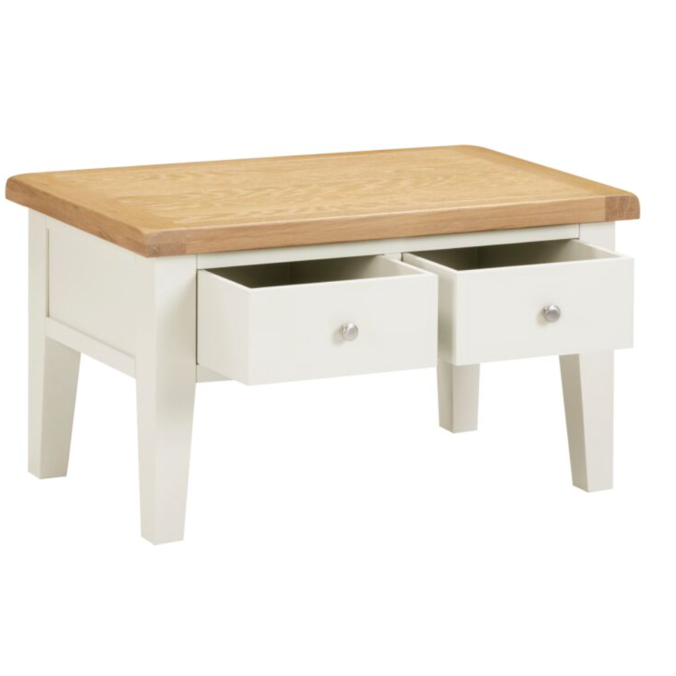 3 Piece Ivory & Oak Living Room Furniture Set