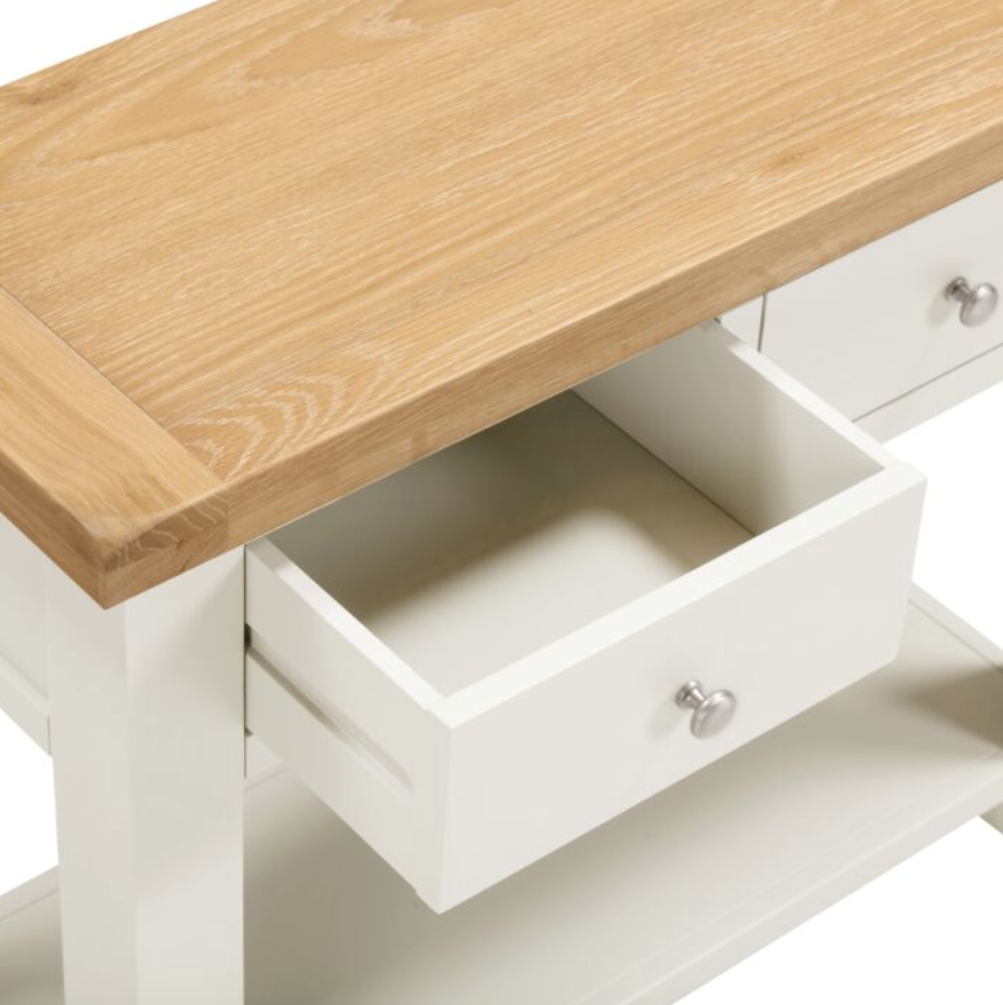 Windsor 2 Drawer Console Table - Ivory/Oak