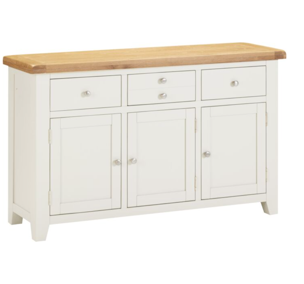 4 Piece Ivory & Oak Living Room Furniture Set