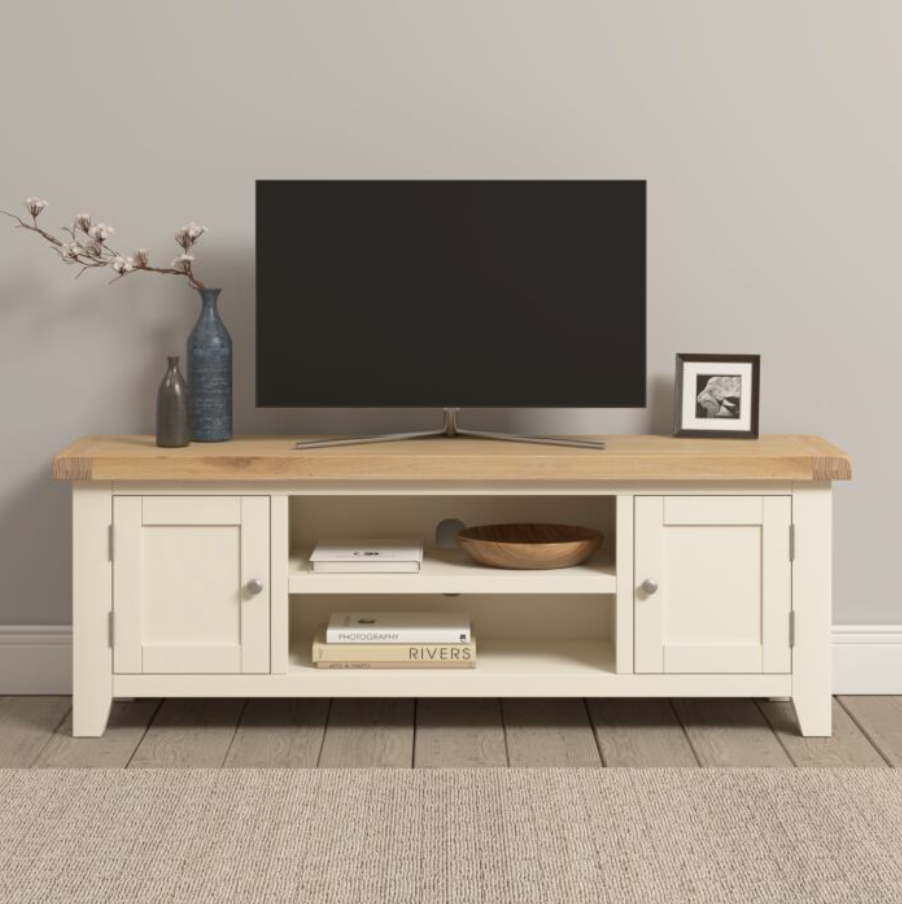 3 Piece Ivory & Oak Living Room Furniture Set