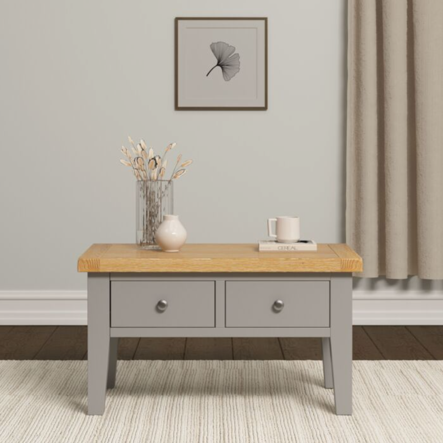 3 Piece Grey & Oak Living Room Furniture Set