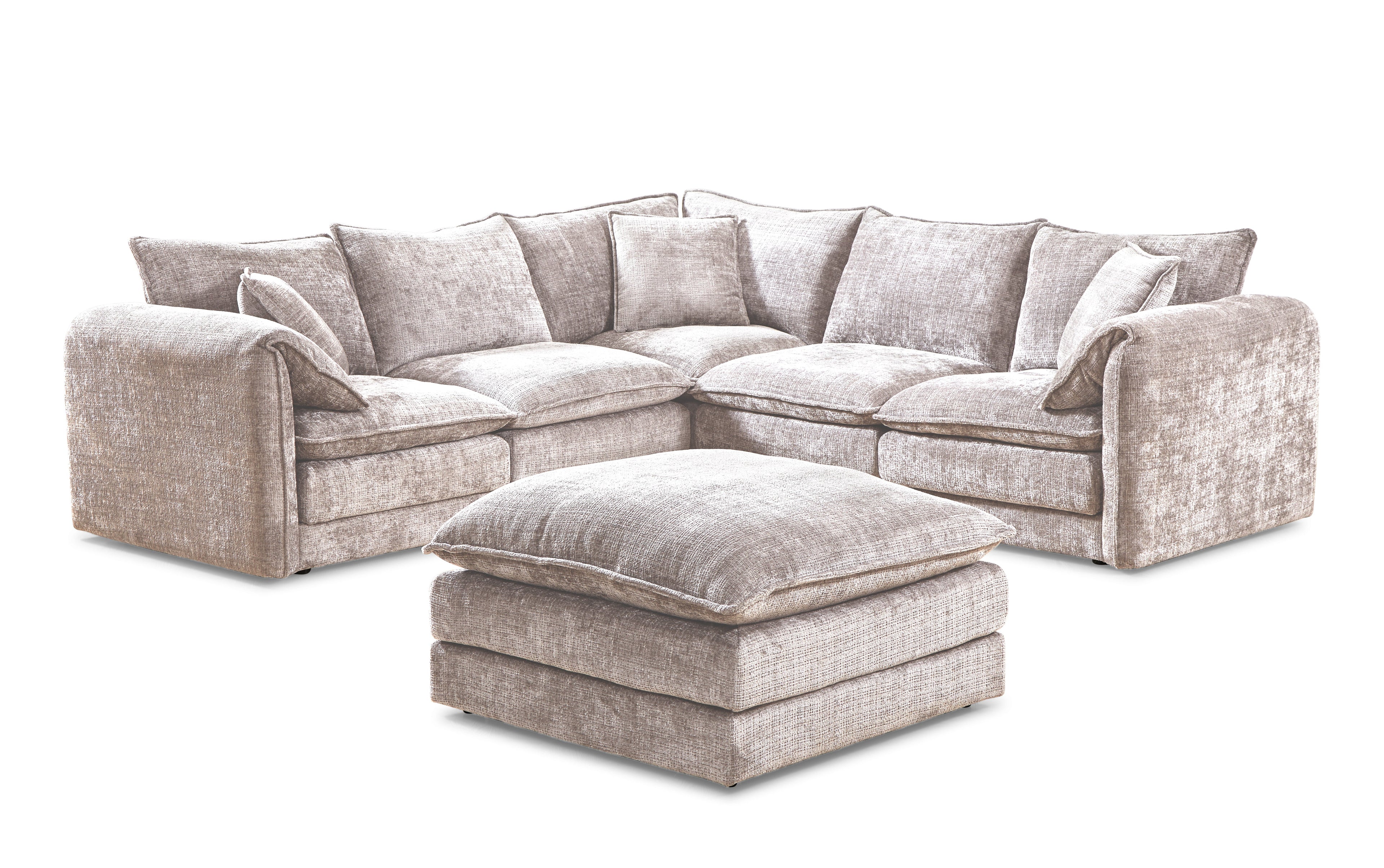 Solaya Large Corner Sofa + Footstool Set in Beige