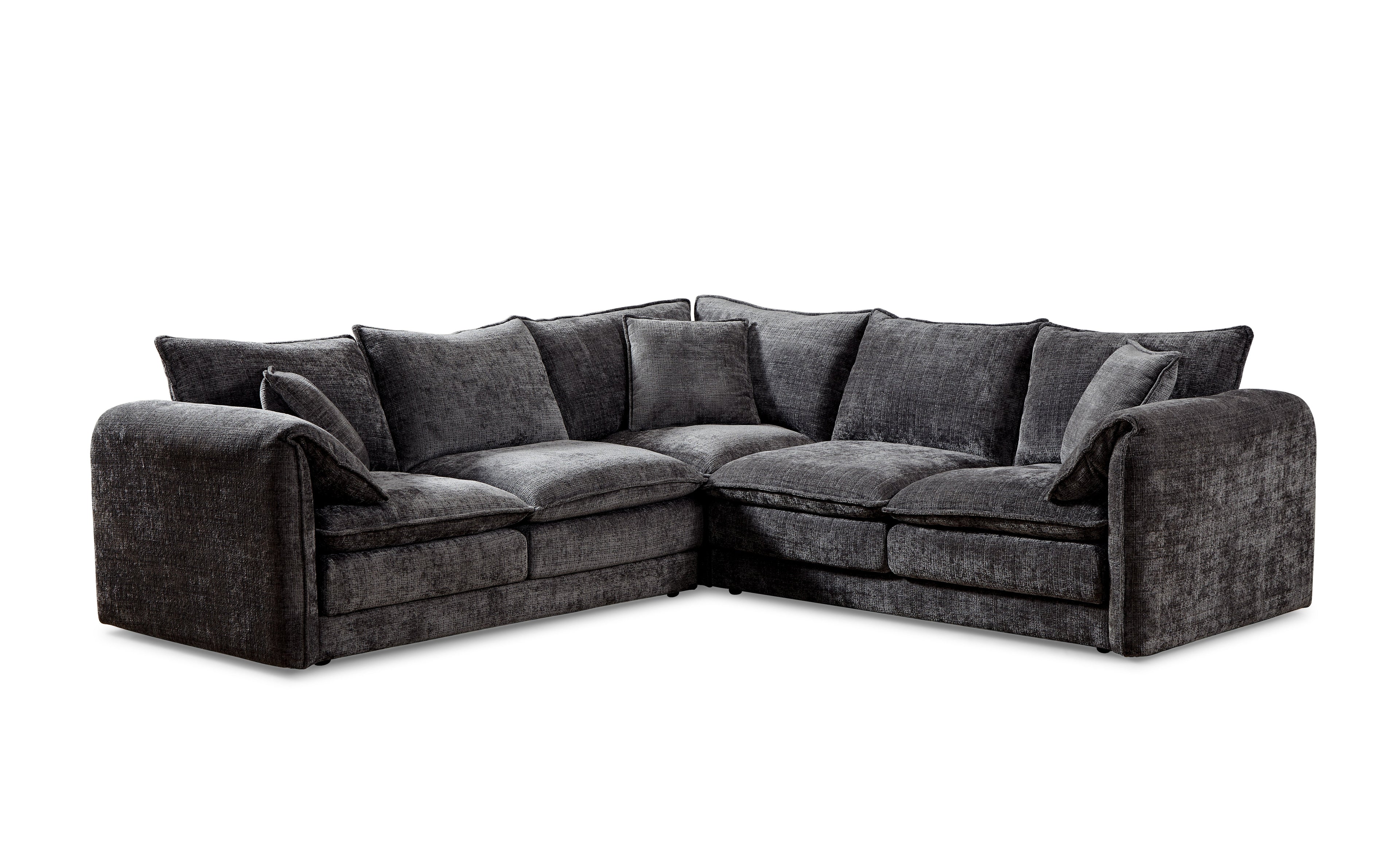 Solaya Large Corner Sofa + Footstool Set in Black