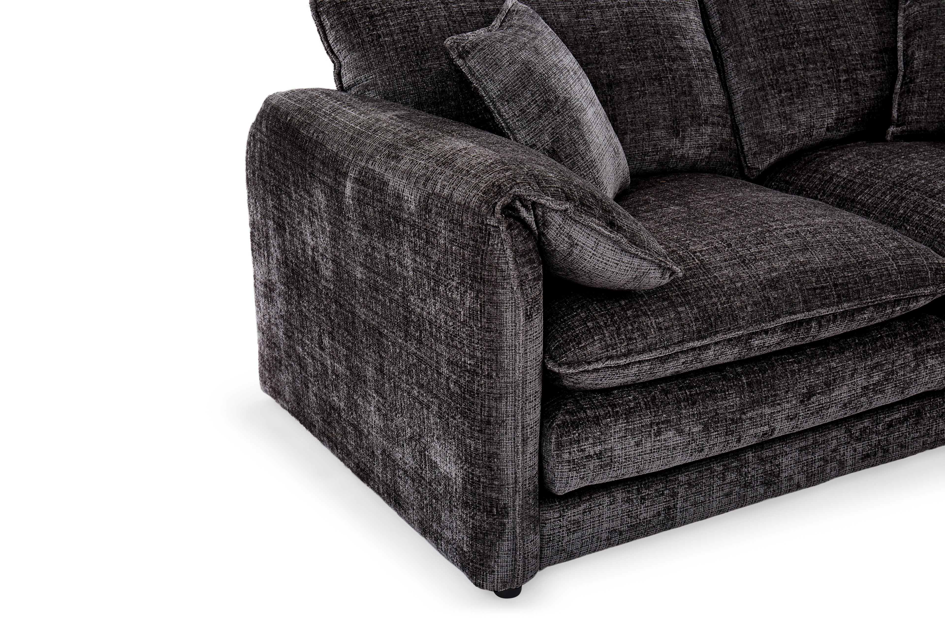 Solaya Large Corner Sofa + Footstool Set in Black