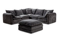 Solaya Large Corner Sofa + Footstool Set in Black