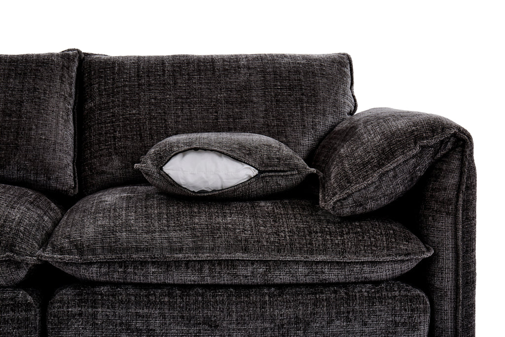 Solaya Large Corner Sofa + Footstool Set in Black