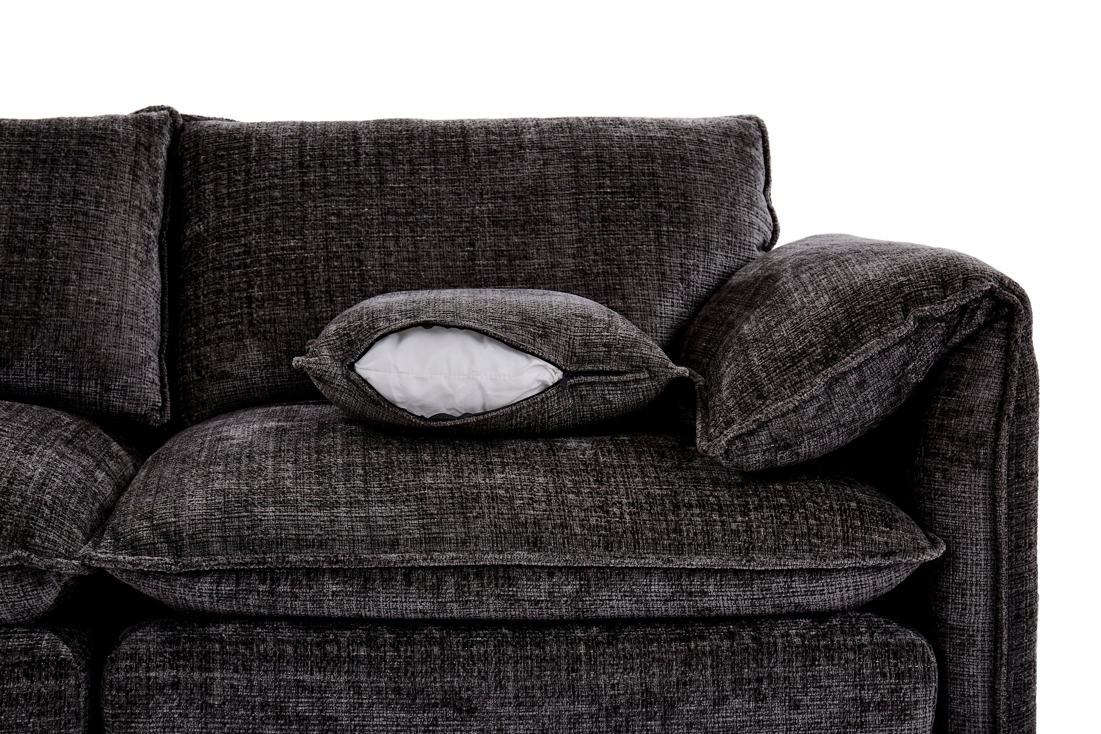 Solaya Large Corner Sofa + Footstool Set in Black