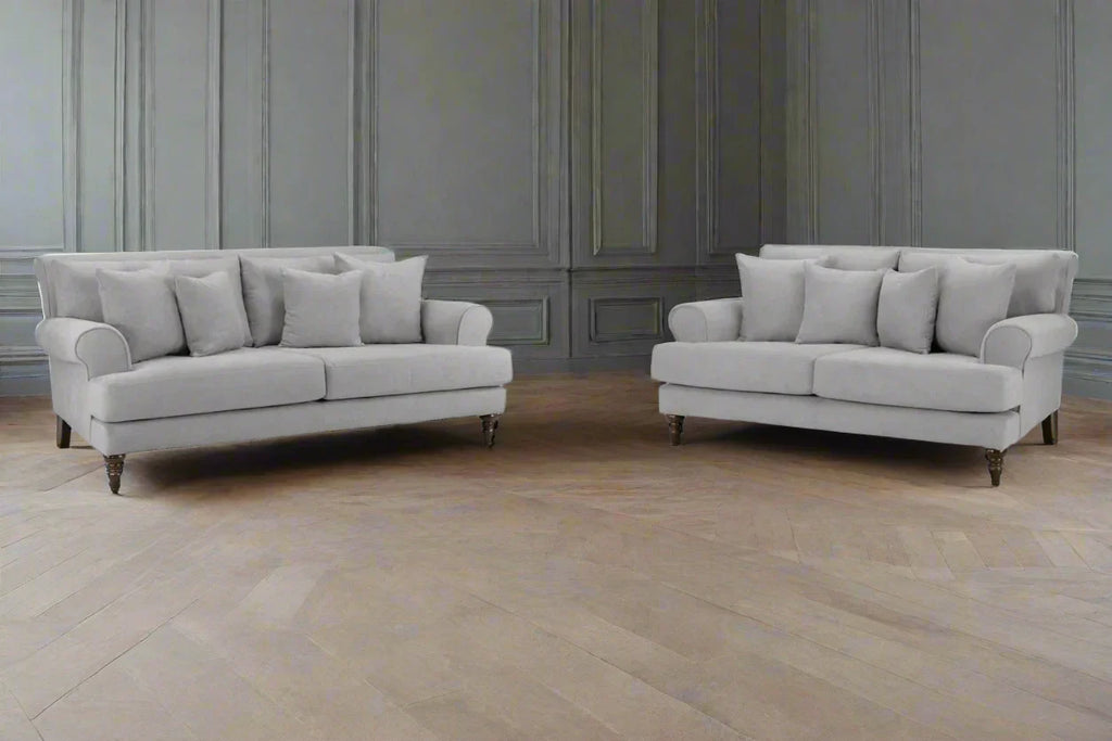 Two Grey Classical Style Sofas Grey Sofa Set Heritage Home UK