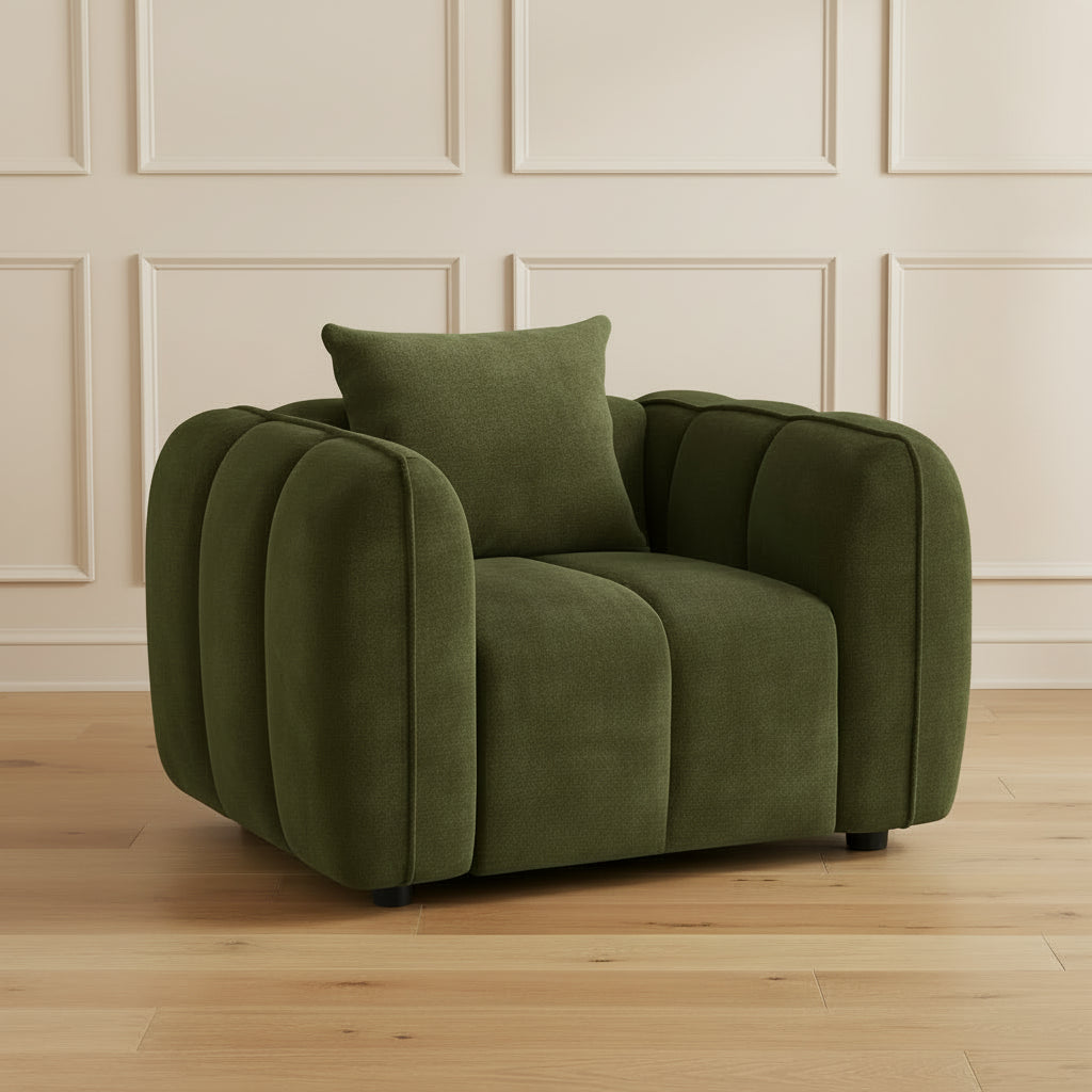 VENICE OLIVE GREEN ARMCHAIR AVAILABLE AT SOFASALEUK.COM