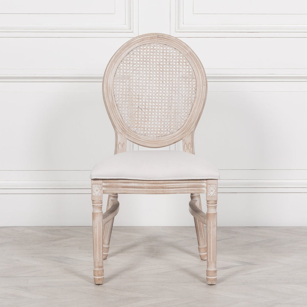 Light Wooden Louis Upholstered Dining Chair