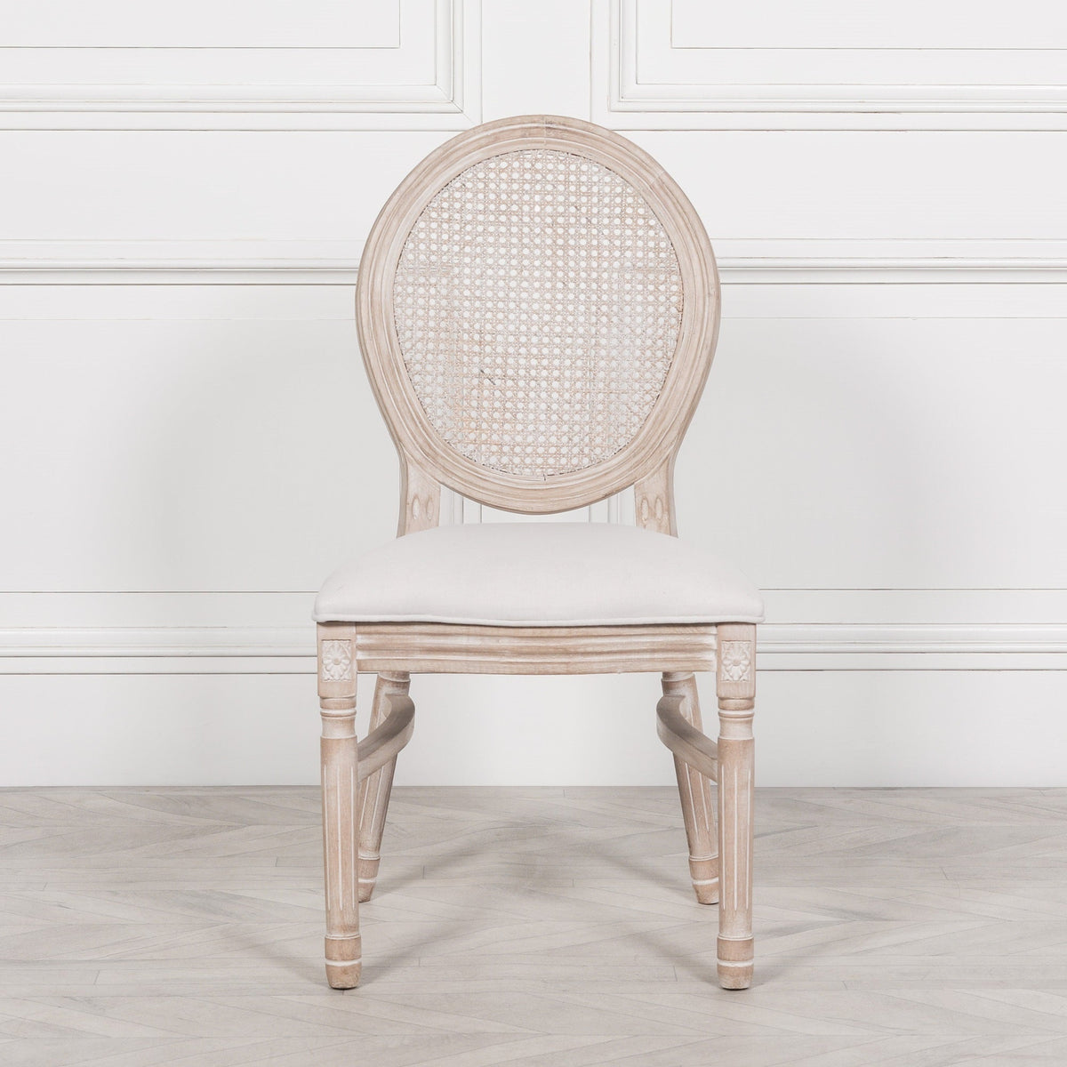 Blanche Wood Rustic Washed Rectangular Dining Table 210cm With 6 Louis Chairs