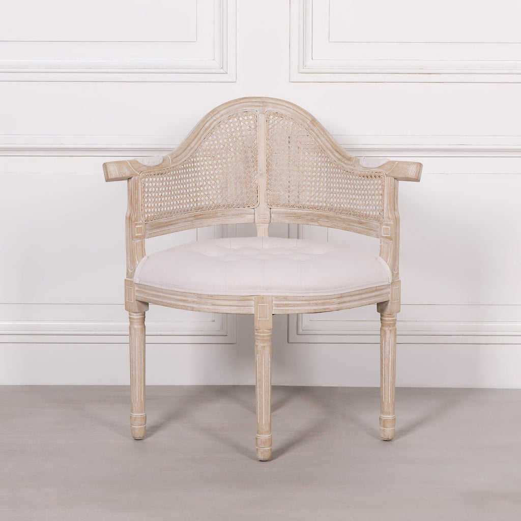 Wooden Louis Upholstered Corner Chair